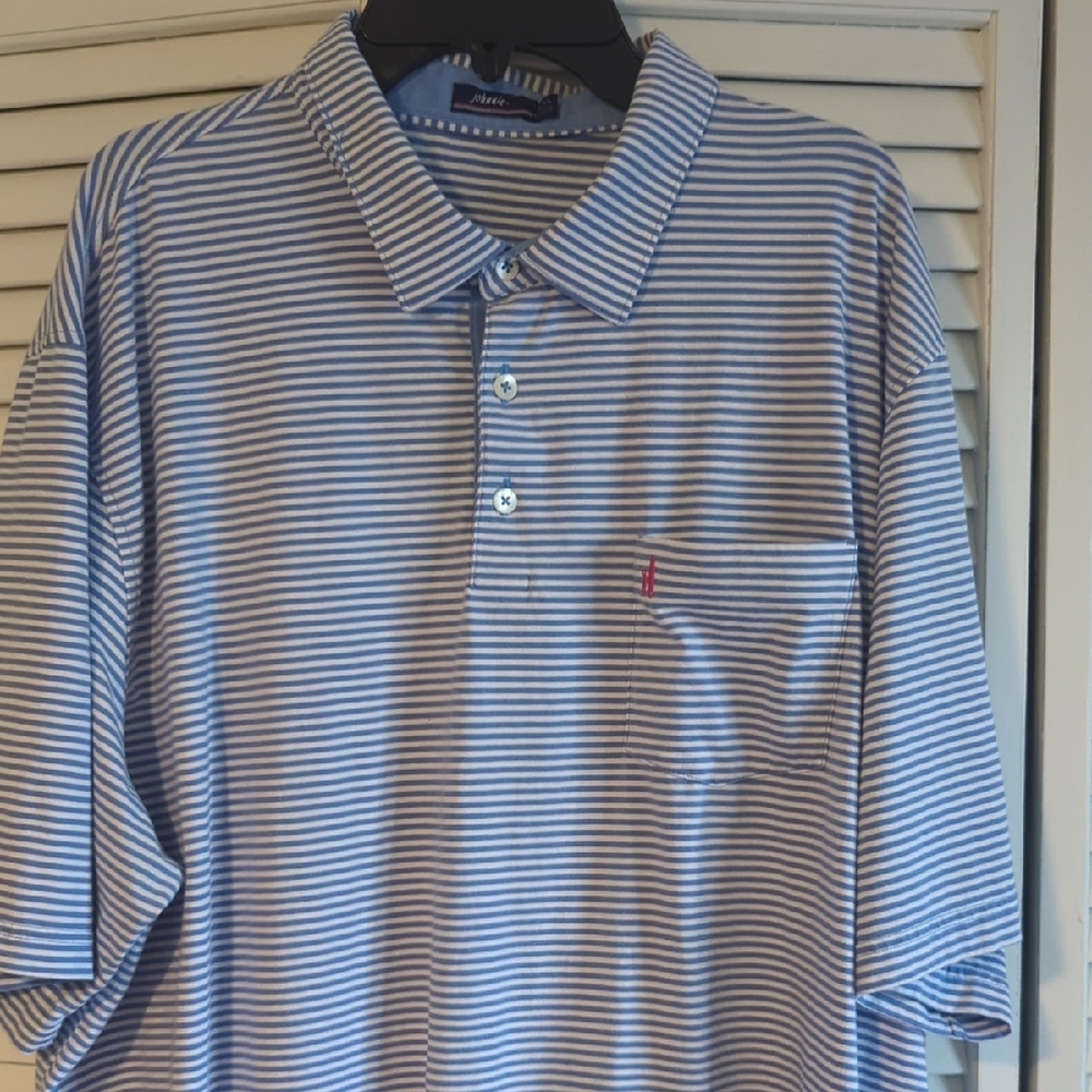 Johnnie -O Blue Striped Polo Shirt XXL